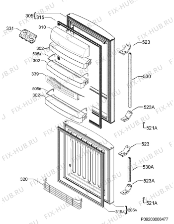 Взрыв-схема холодильника Aeg Electrolux S74400CTX0 - Схема узла Door 003